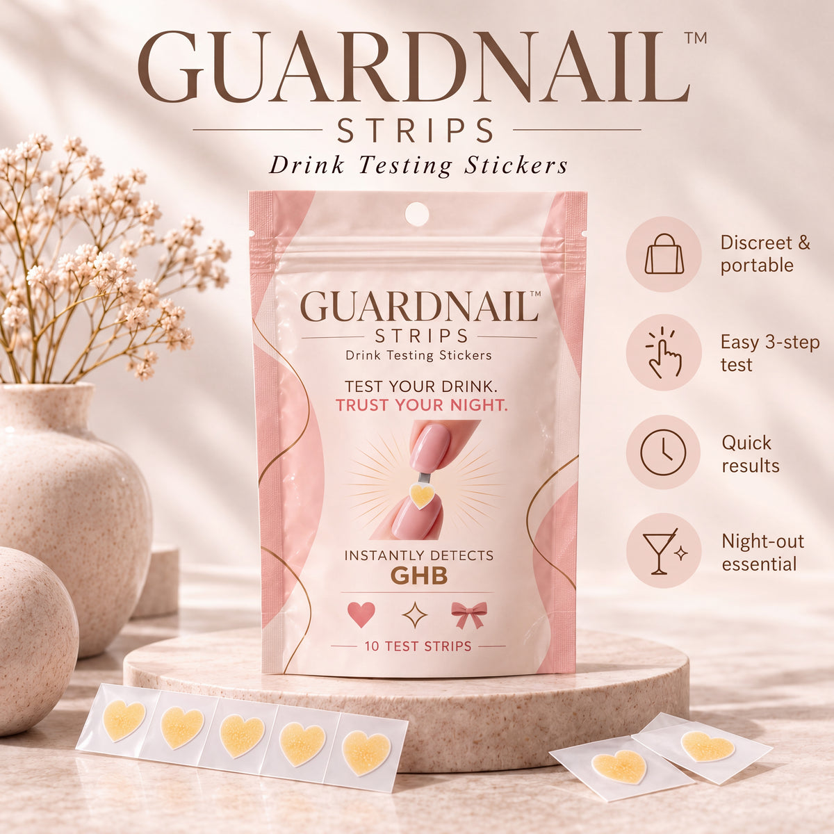 GuardNail™ Drink Testing Stickers